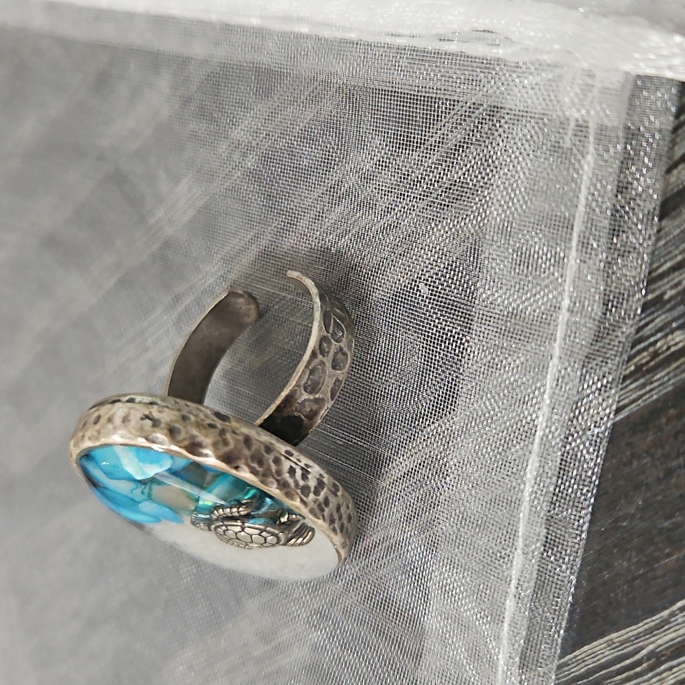 Silver Sea Turtle Adjustable Ring - image 3